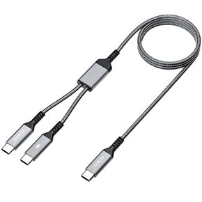 4FT 2 in 1 100W USB C to Dual USB C Fast Charging Cable,iPhone 15 USB C to Double Type c Cable for MacBook Pro/Air,iPad Pro/Air,iPhone 15 Plus/15 Pro Max,Samsung Galaxy S24/S23/S22/S21,Moto,Switch