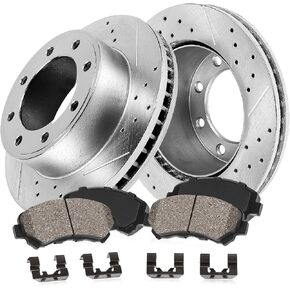 Callahan CDS07474 FRONT Drilled Slotted Premium Brake Rotors + Ceramic Brake Pads for 2019-2021 Ram 2500 3500