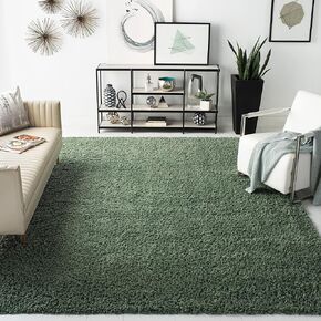 SAFAVIEH August Shag Collection Area Rug - 9' x 12', Green, Solid Design, Non-Shedding & Easy Care, 1.5-inch Thick Ideal for High Traffic Areas in Living Room, Bedroom (AUG200Y)