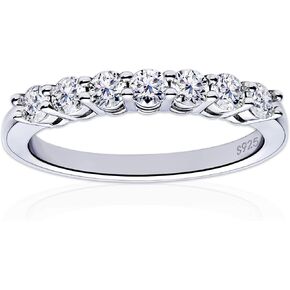 CHINALUSTER Moissanite Wedding Band,925 Sterling Silver Engagement Rings for Women, 0.7 ct D Color VVS1 Lab Created Diamond Rings,Eternity Promise Stackable Engagement Ring Ring for Her Size 4-9