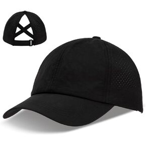 Women's Criss Cross Ponytail Baseball Cap with Adjustable Bun Ponycap Quick Drying Cap