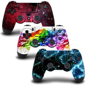 [3PCS] Vinyl Skin for PS4/Slim/Pro Controller (Standard Edition), Sticker Decorate and Protect Device Surface, Group F