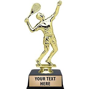 Crown Awards Tennis Trophies with Custom Engraving, 6" Personalized Boys Tennis Serve Trophy On Black Base Prime