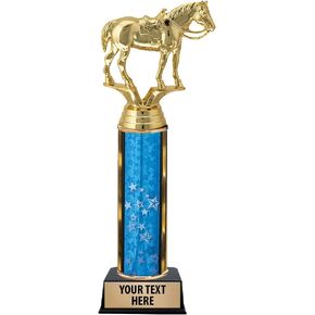 11" American Quarter Horse Trophy Award - Horse with Saddle Trophies with Customized Text Prime