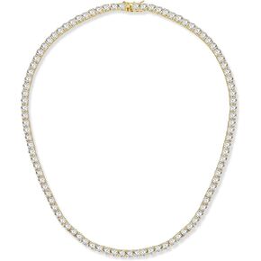GMESME 18K Gold Plated 4.0mm Cubic Zirconia Classic Tennis Necklace 16/18/20/22/24 Inch