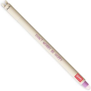 Legami Erasable gel pen, ball on one end for erasing ink without damaging the blade, thermo-sensitive purple ink, 0.7mm diameter tip, rabbit theme.