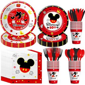 أدوات مائدة لتزيين عيد الميلاد الثاني من ميكي - أطباق ومناديل عيد الميلاد الثاني من ميكي، مستلزمات الحفلات للأولاد، طبق، كوب، منديل، أدوات مائدة، ديكورات طاولة عيد ميلاد ميكي بعمر عامين | 24 ضيفا in Kuwait