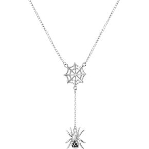 Bolenvi Spider Dangling on Web CZ Pendant Necklace Halloween Jewelry with 925 Sterling Silver Adjustable Chain