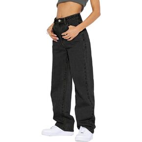 PLNOTME Women's High Waisted Boyfriend Baggy Jeans Straight Leg Casual Denim Pants