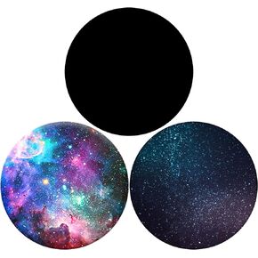 Foldable Phone Stand 360° Swivel Grips Phone iPhone Handle Tablet(3 Pack) - Black Nebula Galaxy Glitter Blue