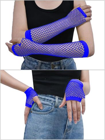 YgneeDom 13 Styles 80s Fishnet Gloves for Women and Girls in Theme Party Costume Accessories in Kuwait