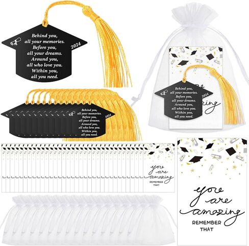Graduation Gift Class of 2024 Inspirational Bookmarks Gift Behind You All Your Memories Bookmark with Tassels Graduation Cards Organza Bags Graduation Party Favor Gifts(18 Sets) in Saudi Arabia