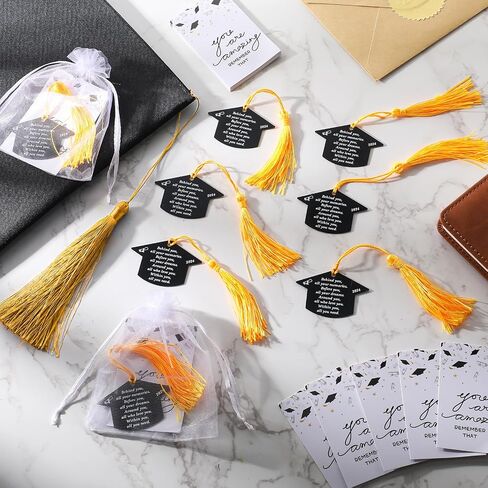 Graduation Gift Class of 2024 Inspirational Bookmarks Gift Behind You All Your Memories Bookmark with Tassels Graduation Cards Organza Bags Graduation Party Favor Gifts(18 Sets) in Saudi Arabia