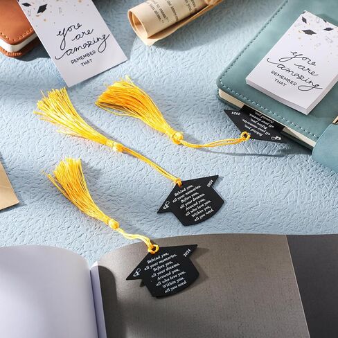 Graduation Gift Class of 2024 Inspirational Bookmarks Gift Behind You All Your Memories Bookmark with Tassels Graduation Cards Organza Bags Graduation Party Favor Gifts(18 Sets) in Saudi Arabia