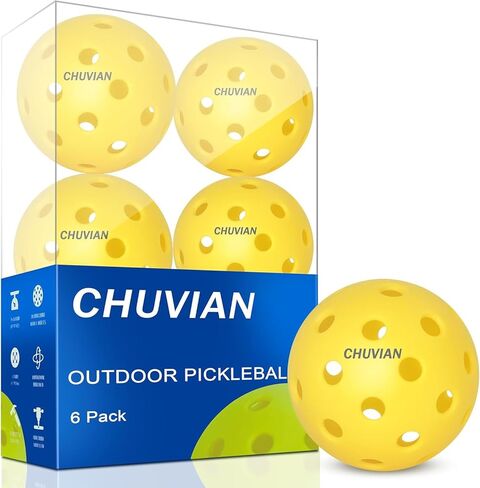 كرات بيكلبول، 6 عبوات، 40 فتحة، صفراء، مناسبة لجميع الملاعب، ارتداد عالٍ، رحلة حقيقية، كرات مخلل صفراء متينة، بطولة ومسابقات معتمدة من الولايات المتحدة الأمريكية in Kuwait