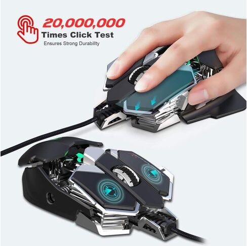 Wired Gaming Mouse RGB Backlit Programmable Mechanical Mouse up to 6400 DPI for Windows PC Gamers in Saudi Arabia