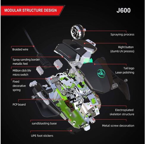 Wired Gaming Mouse RGB Backlit Programmable Mechanical Mouse up to 6400 DPI for Windows PC Gamers in Saudi Arabia