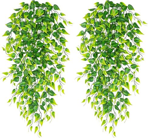 نباتات معلقة وهمية نباتات اللبلاب الكرمة الاصطناعية الخضراء المعلقة لحفلات الزفاف وغرفة المنزل والفناء الداخلي والخارجي ورف المنزل وديكور المكتب in Kuwait