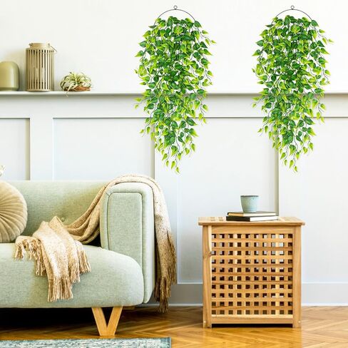 نباتات معلقة وهمية نباتات اللبلاب الكرمة الاصطناعية الخضراء المعلقة لحفلات الزفاف وغرفة المنزل والفناء الداخلي والخارجي ورف المنزل وديكور المكتب in Kuwait