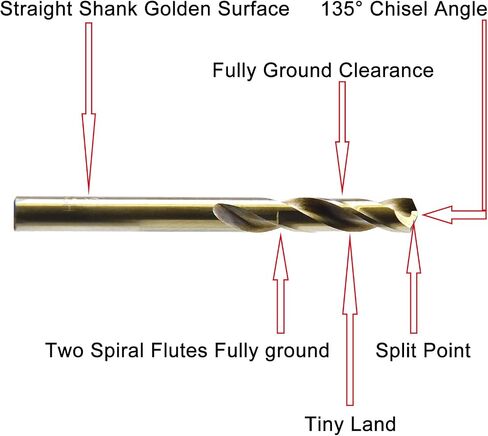 MAXTOOL 3/16" 5pcs Identical Screw Machine Drills HSS M35 Cobalt Twist Stub Drill Bits Fully Ground Golden Straight Shank Short Drills; SMF35G10R12P5 in Saudi Arabia