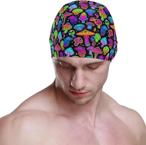 Swimming Cap Unisex Adult Swim Cap Funny Pattern for Men Women Polyester in Saudi Arabia