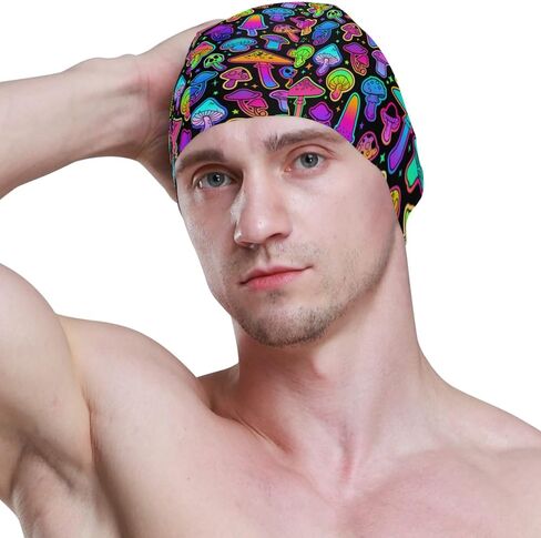 Swimming Cap Unisex Adult Swim Cap Funny Pattern for Men Women Polyester in Saudi Arabia