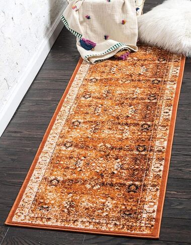 مجموعة Loom Imperial Collection الفريدة المتعثرة، الحديثة، التقليدية، الألوان الزاهية، خمر، سجادة منطقة الحدود، 2 قدم × 6 قدم، الطين / العاج in Saudi Arabia