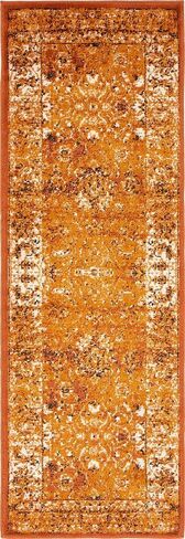 مجموعة Loom Imperial Collection الفريدة المتعثرة، الحديثة، التقليدية، الألوان الزاهية، خمر، سجادة منطقة الحدود، 2 قدم × 6 قدم، الطين / العاج in Saudi Arabia