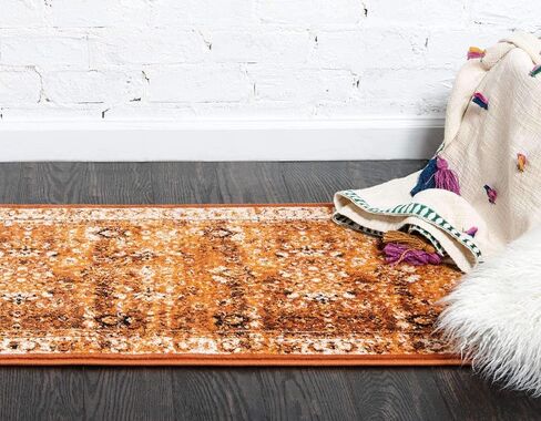 مجموعة Loom Imperial Collection الفريدة المتعثرة، الحديثة، التقليدية، الألوان الزاهية، خمر، سجادة منطقة الحدود، 2 قدم × 6 قدم، الطين / العاج in Saudi Arabia