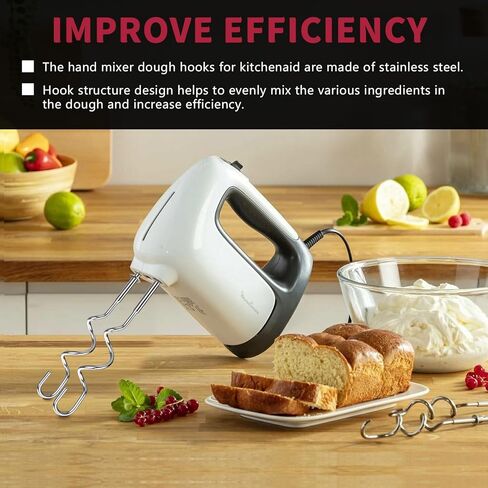 خطاف عجين لاستبدال خلاط اليد لخطافات العجين اليدوية لخلاط المطبخ، خطافات العجين المصنوعة من الفولاذ المقاوم للصدأ مناسبة لسلسلة KHM 5KSM KSM KSMO KSMH من خلاط كيتشن ايد باليد، قطعتان. in Kuwait