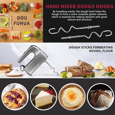 خطاف عجين لاستبدال خلاط اليد لخطافات العجين اليدوية لخلاط المطبخ، خطافات العجين المصنوعة من الفولاذ المقاوم للصدأ مناسبة لسلسلة KHM 5KSM KSM KSMO KSMH من خلاط كيتشن ايد باليد، قطعتان. in Kuwait