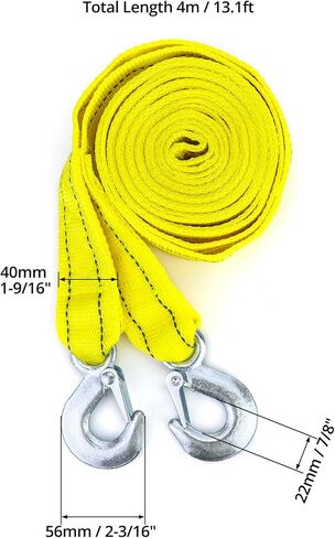 QWORK Tow Strap, | 1.8" x 13' | 11000 lb Capacity, Heavy Duty Towing Strap with Safety Hook, Trailer Rope Unloader for Vehicle Recovery, Towing, Stump Removal, etc in Saudi Arabia