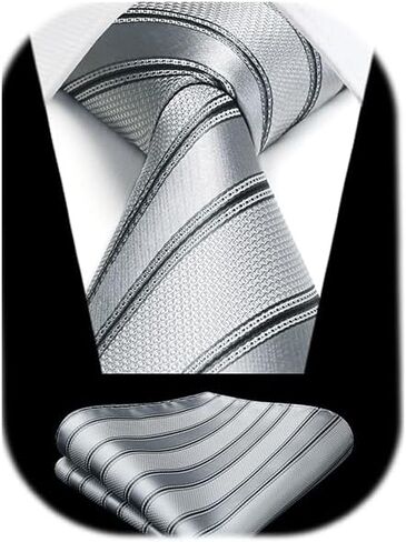 HISDERN Ties for Men Solid Polka Dot Tie Handkerchief Set Classic Woven Silk Business Formal Mens Necktie Wedding in Kuwait