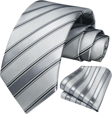 HISDERN Ties for Men Solid Polka Dot Tie Handkerchief Set Classic Woven Silk Business Formal Mens Necktie Wedding in Kuwait