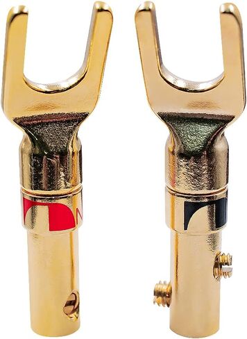 مطلي بالذهب. موصلات على شكل حرف Y لمكبرات الصوت (2 أحمر و2 أسود) - زوجان in Kuwait