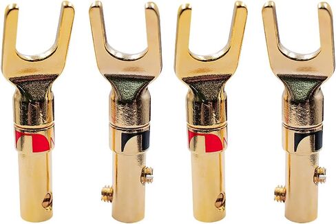 مطلي بالذهب. موصلات على شكل حرف Y لمكبرات الصوت (2 أحمر و2 أسود) - زوجان in Kuwait