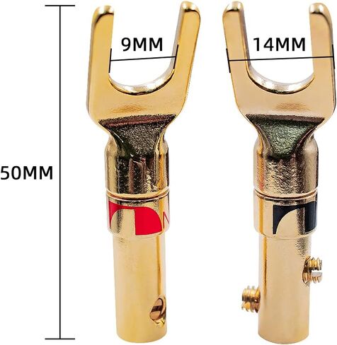 مطلي بالذهب. موصلات على شكل حرف Y لمكبرات الصوت (2 أحمر و2 أسود) - زوجان in Kuwait