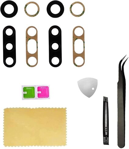 (عبوة من قطعتين) XT2045 غطاء زجاجي للكاميرا الخلفية الخلفية أجزاء عدسة بديلة لهاتف Motorola Moto G Fast XT2045 6.4 بوصة - لون أسود in Kuwait