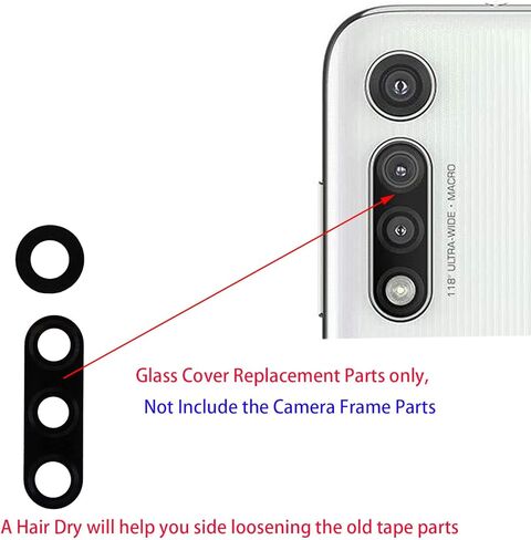 (عبوة من قطعتين) XT2045 غطاء زجاجي للكاميرا الخلفية الخلفية أجزاء عدسة بديلة لهاتف Motorola Moto G Fast XT2045 6.4 بوصة - لون أسود in Kuwait