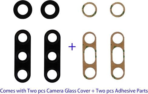 (عبوة من قطعتين) XT2045 غطاء زجاجي للكاميرا الخلفية الخلفية أجزاء عدسة بديلة لهاتف Motorola Moto G Fast XT2045 6.4 بوصة - لون أسود in Kuwait