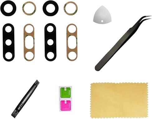 (عبوة من قطعتين) XT2045 غطاء زجاجي للكاميرا الخلفية الخلفية أجزاء عدسة بديلة لهاتف Motorola Moto G Fast XT2045 6.4 بوصة - لون أسود in Kuwait