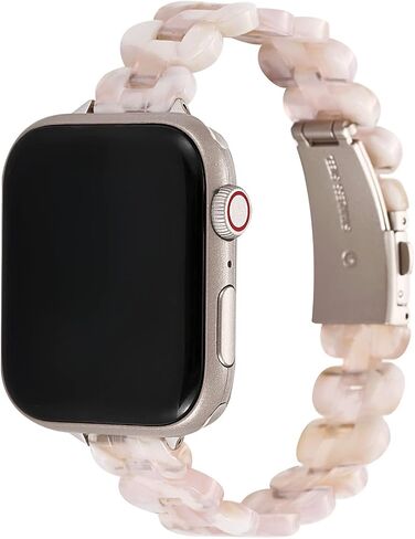 Slim Resin Compatible for Apple watch band 38mm 40mm 41mm 42mm 44mm 45mm,Dressy Fashion Lightweight Strap Replacement with metal buckle for iWatch SE Series7 6 5 4 3 2 1 in Saudi Arabia