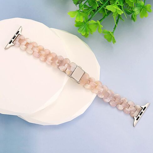 Slim Resin Compatible for Apple watch band 38mm 40mm 41mm 42mm 44mm 45mm,Dressy Fashion Lightweight Strap Replacement with metal buckle for iWatch SE Series7 6 5 4 3 2 1 in Saudi Arabia