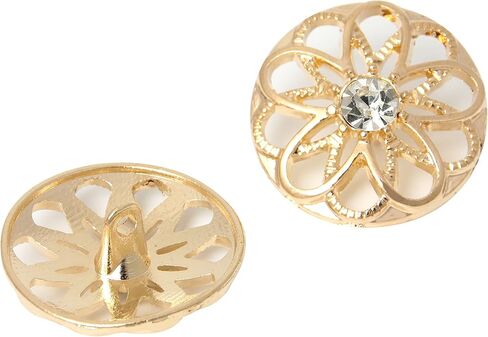 24 قطعة من أزرار YAKA اليدوية لخياطة الملابس، أزرار قماش معدنية مجوفة من حجر الراين والكريستال الذهبي، 25 مم، لوازم حرفية للأزرار بنفسك (Style4) in Kuwait