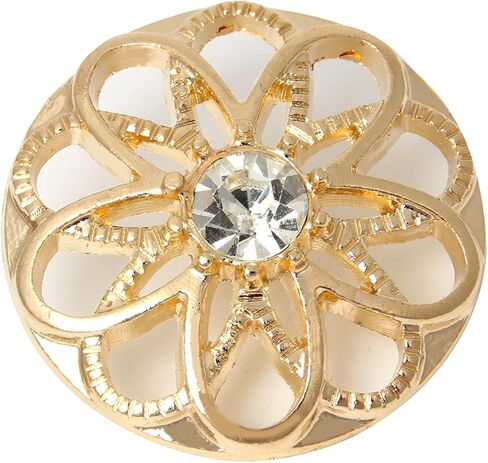 24 قطعة من أزرار YAKA اليدوية لخياطة الملابس، أزرار قماش معدنية مجوفة من حجر الراين والكريستال الذهبي، 25 مم، لوازم حرفية للأزرار بنفسك (Style4) in Kuwait