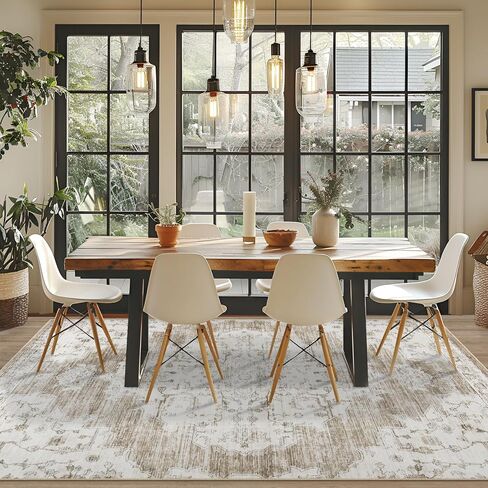 Vintage Washable Area Rugs 2x3: Small Entryway Rug with Non-Slip Backing Low Pile Rugs Soft Indoor Floor Thin Carpet Non Shedding Neutral Carpets for Bedroom Kitchen Laundry Under Dining Table Beige in Saudi Arabia