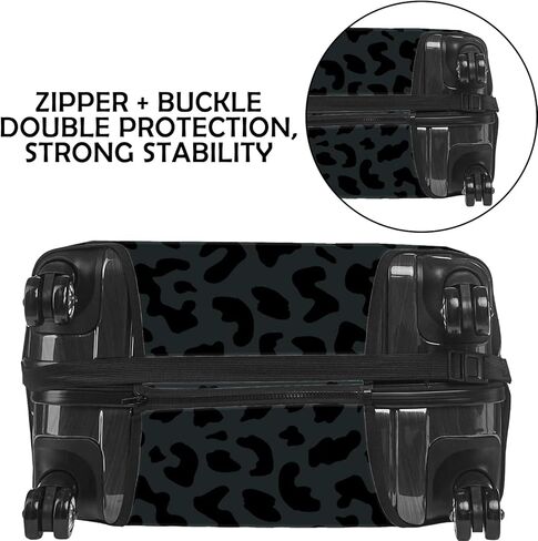 غطاء حقيبة الأمتعة حامي الأمتعة مرن قابل للغسل أغطية الأمتعة جمالية لطيفة للجنسين النساء الفتيات رحلة السفر L (26-29 بوصة) - الفهد الأسود in Kuwait