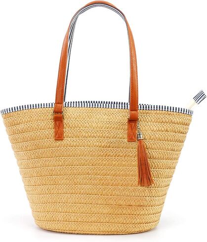 Large Straw Beach Bags for Women Large Tote Bag Summer Travel With Pom Poms in Saudi Arabia