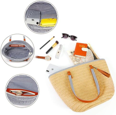 Large Straw Beach Bags for Women Large Tote Bag Summer Travel With Pom Poms in Saudi Arabia
