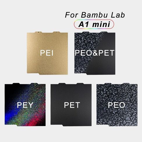 for Bambu Lab A1 Mini Textured Pei Sheet 180x180 Build Plate Double Sided Carbon Spring Steel Sheet 3D Printer for Bambulab (PEY PEI) in Saudi Arabia